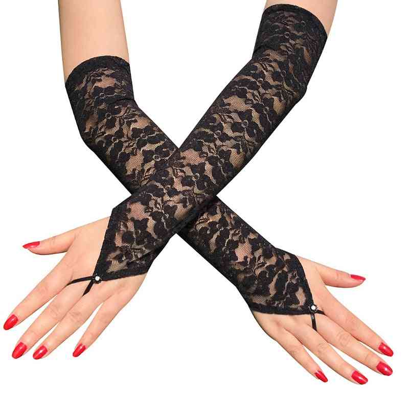 Sexy Dress Party Lace Glove, Women Floral Fingerless Gloves