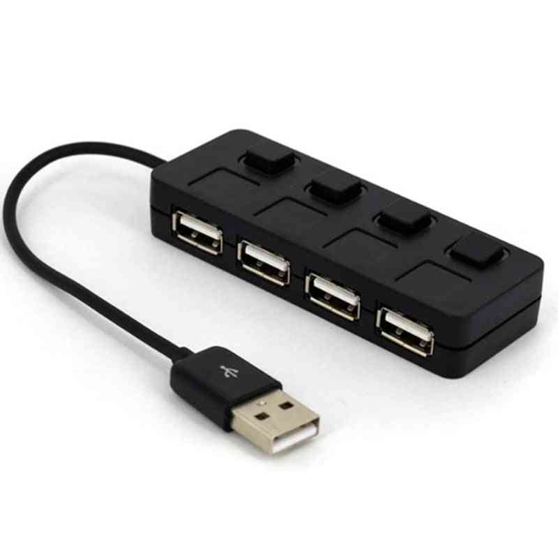 4-port USB 2.0-hubb med individuella ledda strömbrytare