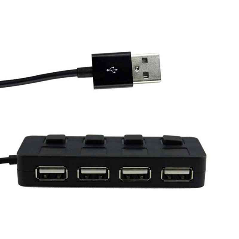 4-port USB 2.0-hub med individuelle LED-tændte afbrydere