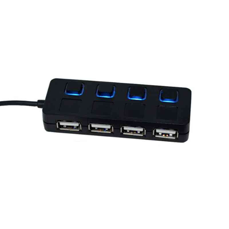 4-port USB 2.0-hub med individuelle LED-tændte afbrydere