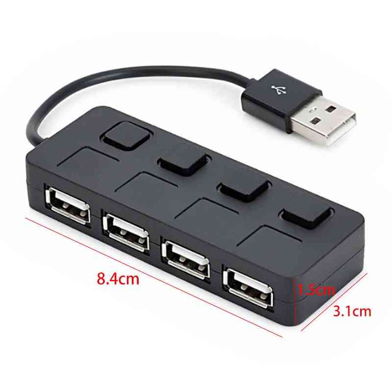 Hub USB 2.0 a 4 porte con singoli interruttori di alimentazione illuminati a led