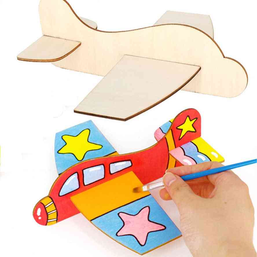 Wooden Insert Puzzle Plane Diy Toy Aircraft Model