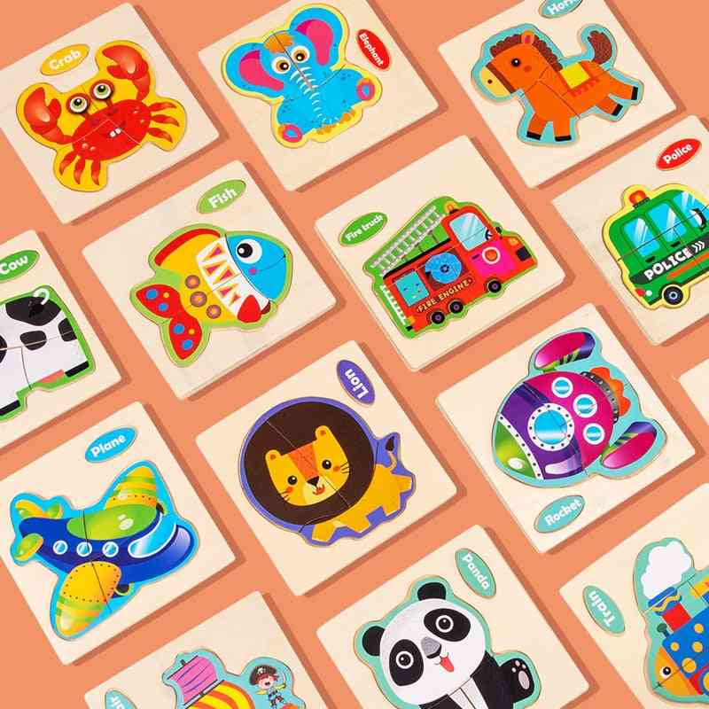 3d Wooden Puzzle, Jigsaw For, Wood 3d Cartoon, Animal Puzzles, Intelligence Kids, Early Educationa