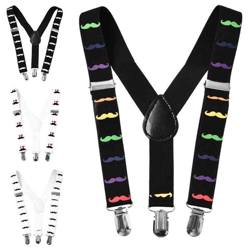 Mustache Print- Suspenders Adjustable Strap, Clip Clothing Accessories