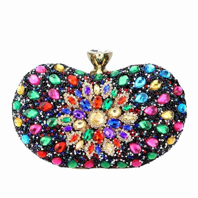 Crystal Floral Clutch Chain Bag & Diamond Wedding Shoulder Wallet Purse Handbags