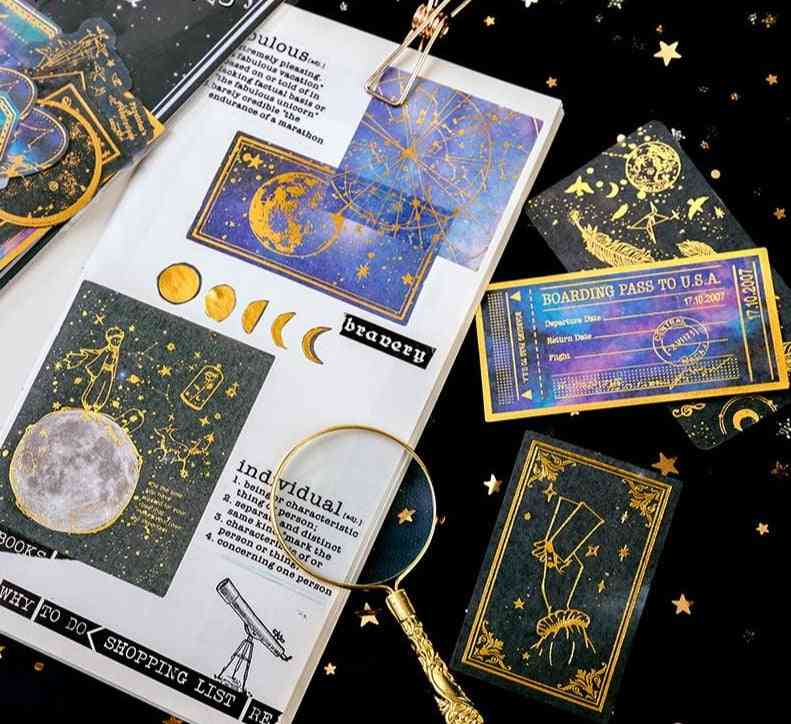 Moon Planet- Journal Gold, Foil Paper Sticker