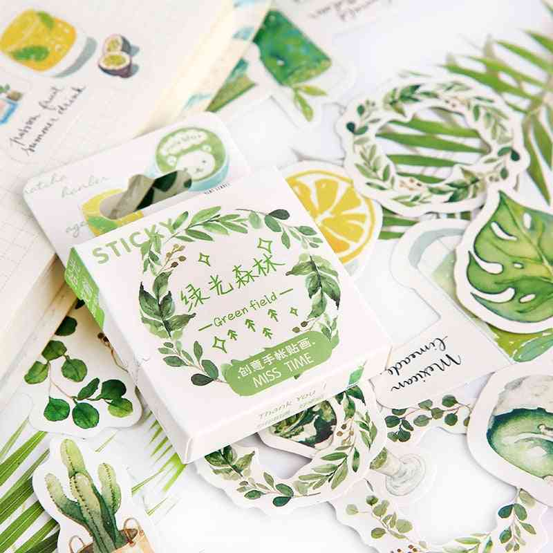 Green Field Cute Animals Kawaii Paper Stickers