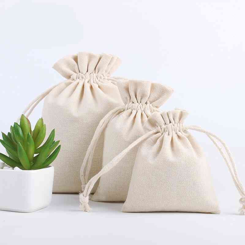 Natural Resuable Jute Linen Drawstring Pouch