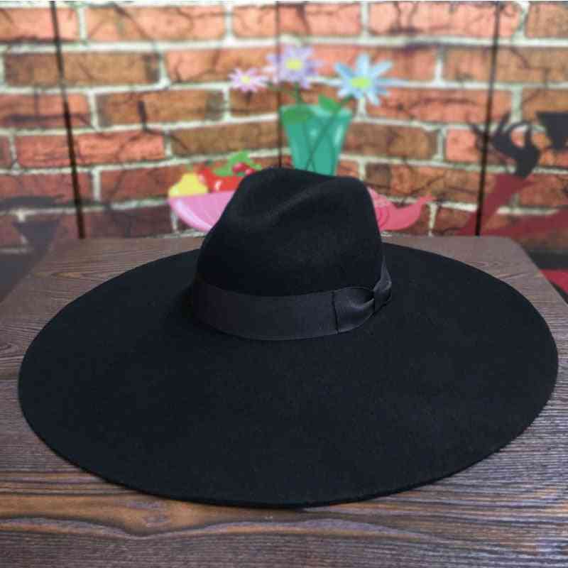 Women Wide Brim Wool Felt Hat, Floppy Winter Trilby Hat
