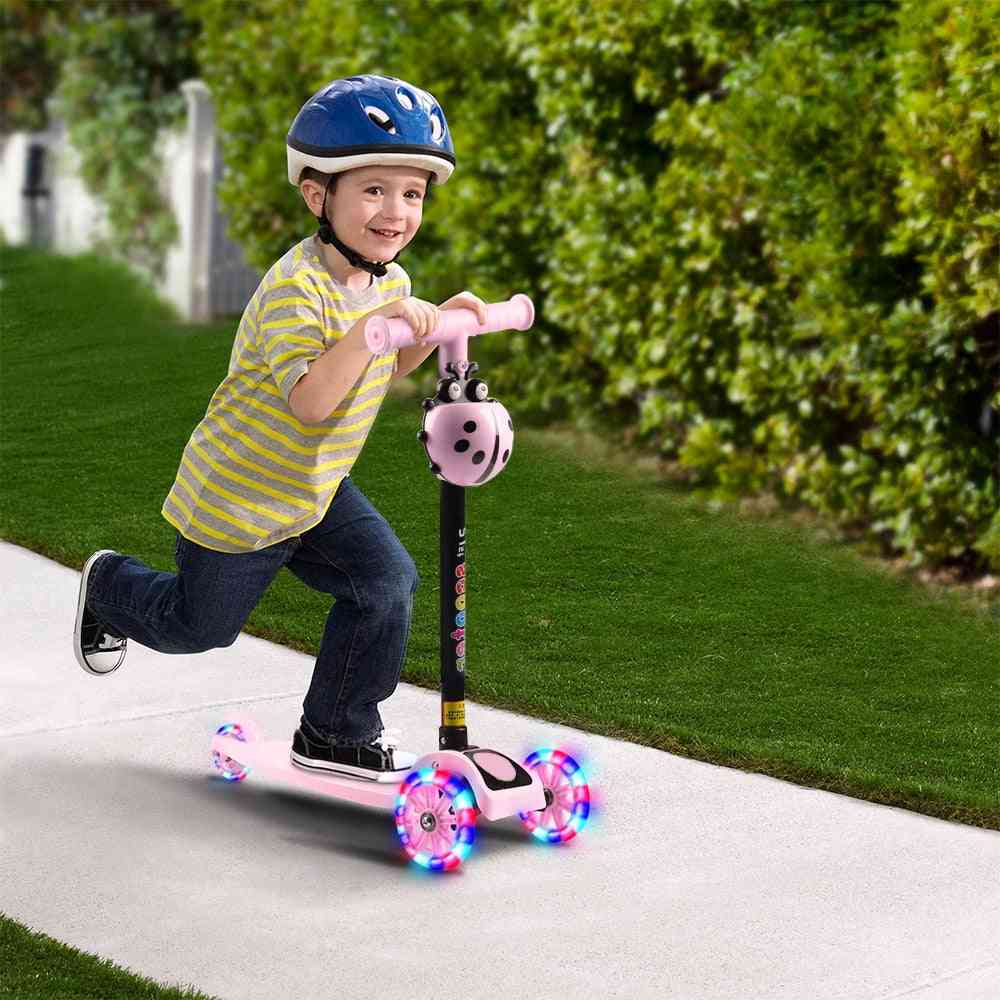 Child Scooter, Folding Foot Scooters, Led Shine Balance Bike, Adjustable Height, Skateboard Kick Sport Toy