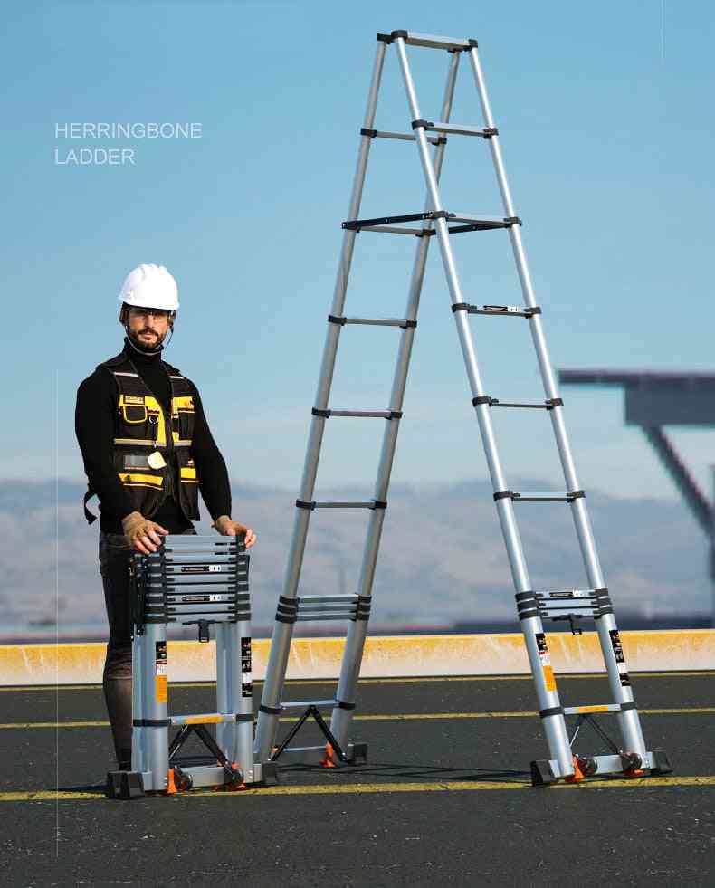 Telescopic Herringbone Household Folding Ladder