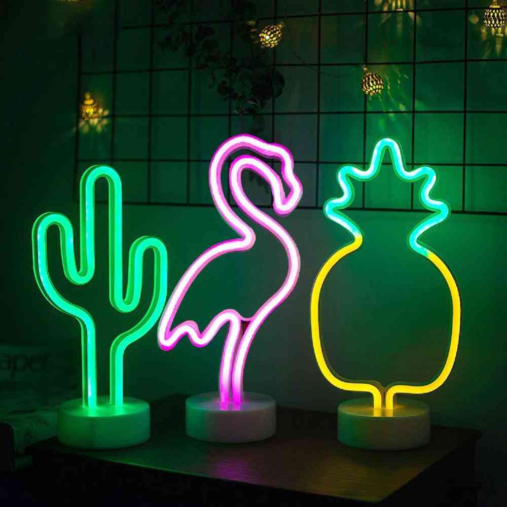 Usb Rainbow Flamingo Modeling Decoration Bedside Table Lamp