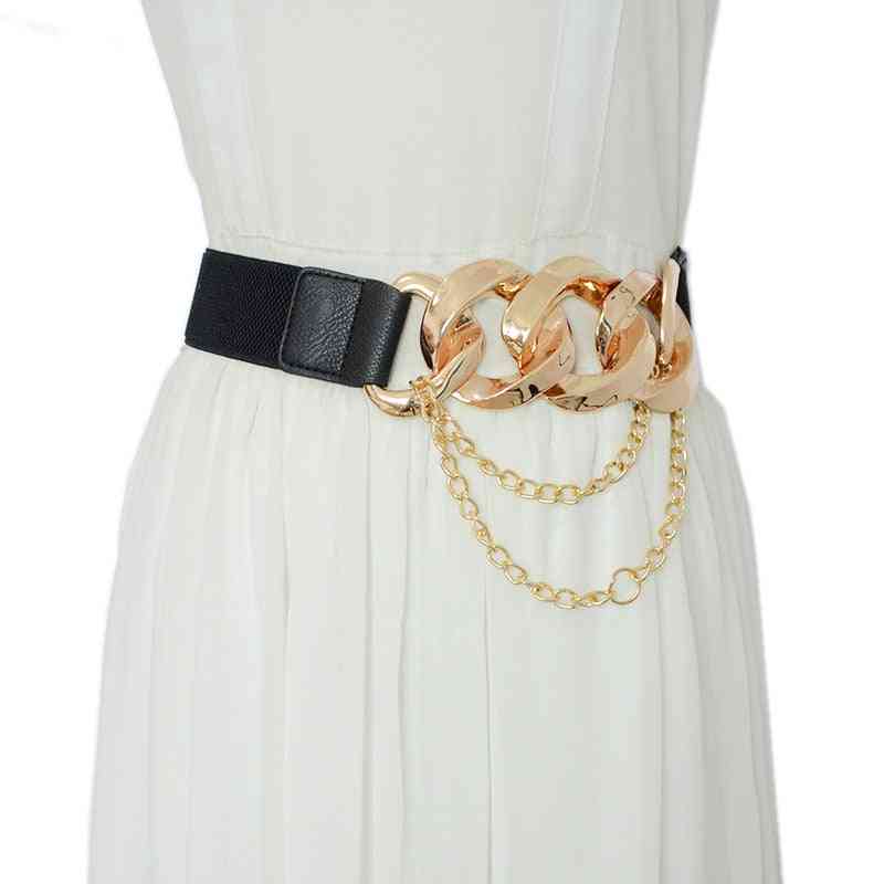 Cintura elastica personalizzata per abbigliamento da donna con fibbia a catena personalizzata