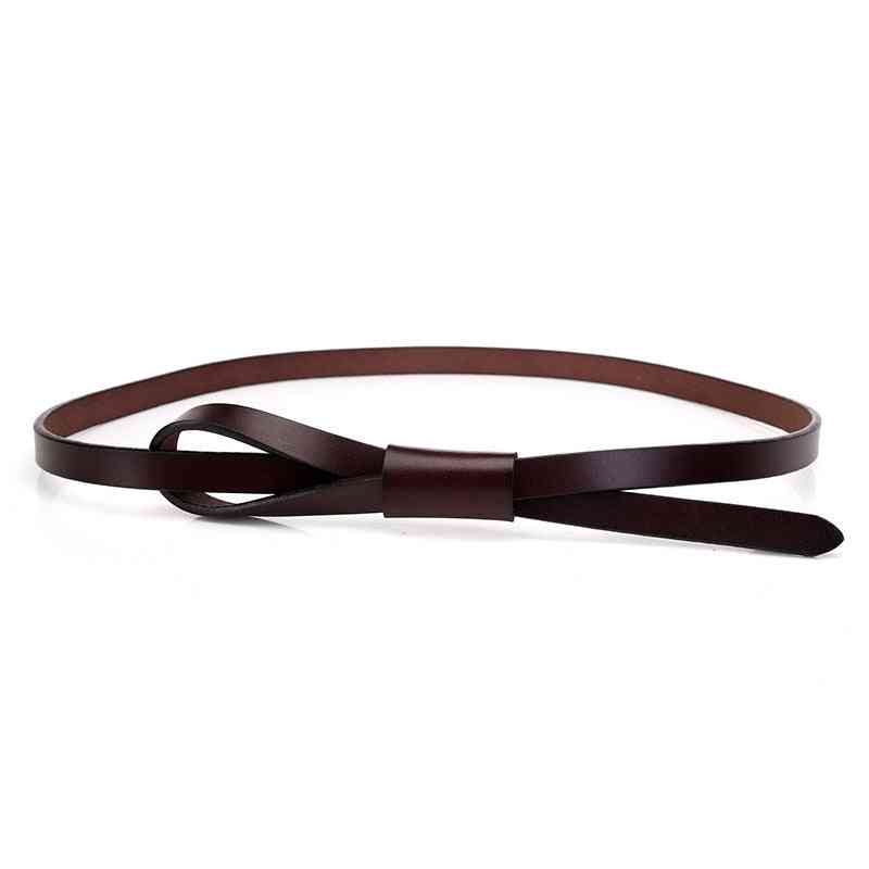 Autumn- Thin Real Leather, Casual Camel Self-tie, Belts Strap Accessories