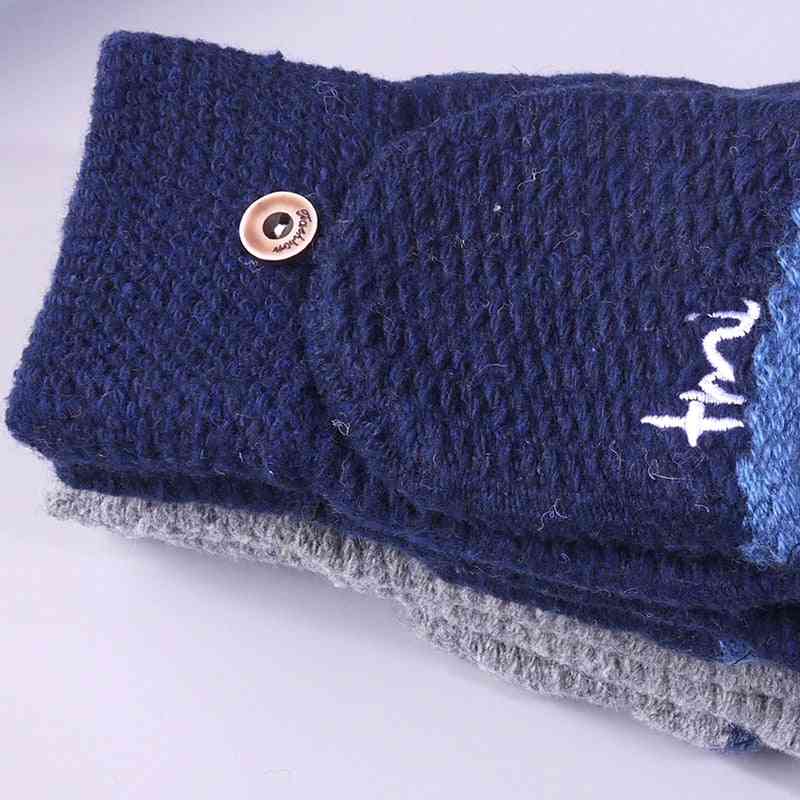 Gants d'hiver à écran tactile extensible tricotés chauds à demi-doigts pour enfants