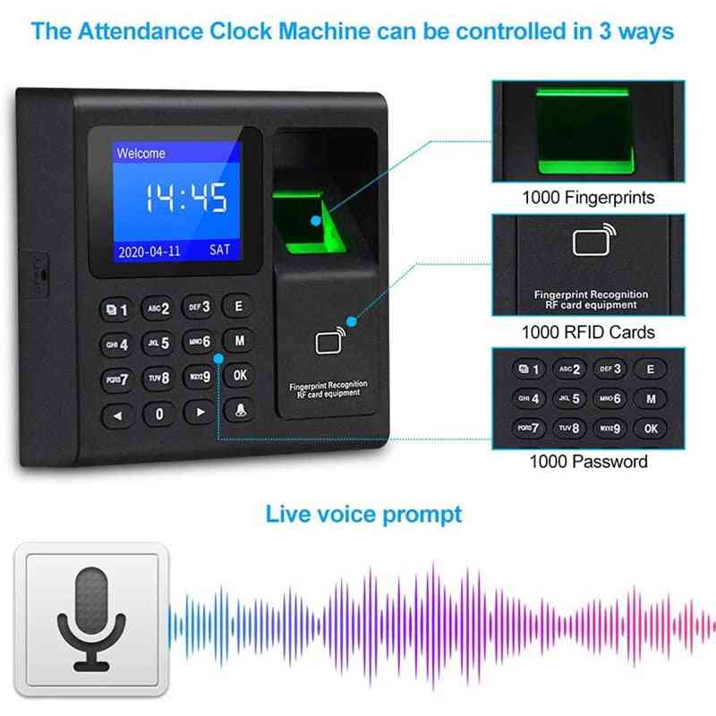 Sistema di controllo accessi rfid biometrico tastiera rfid sistema di impronte digitali usb orologio elettronico presenze macchina