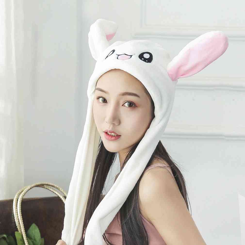 Cappello da donna di coniglio, berretto di peluche, può muovere orecchie da coniglio, con paraorecchie brillanti, orecchio mobile per/bambino/ragazze