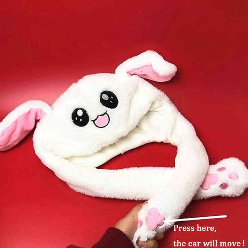 Rabbit Hat With Moving Ears, Cartoon Toy Airbag Cap, Kids Plush Birthday Child For