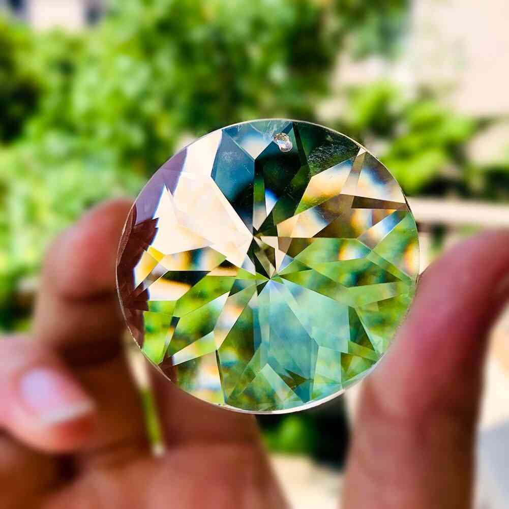 Round Clear Crystal Prisms Flower Suncatcher Pendant