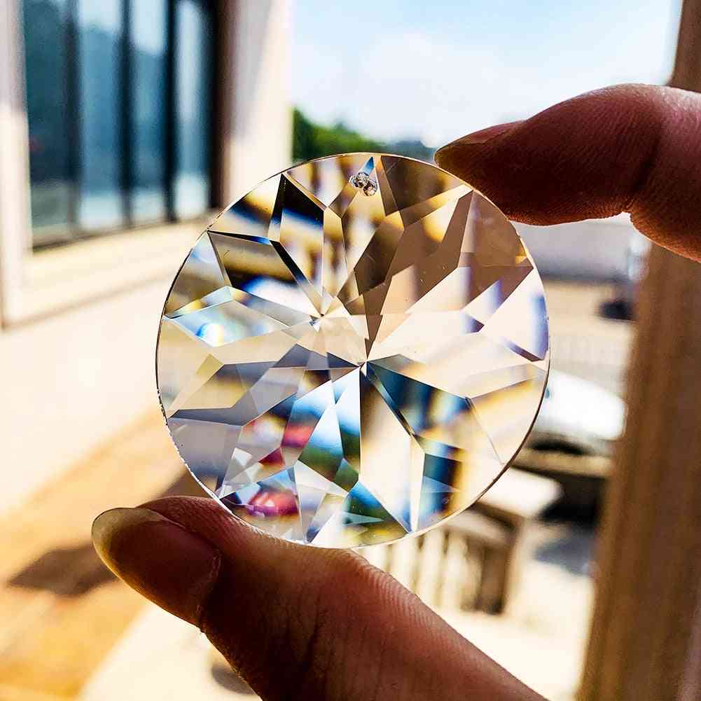 Round Clear Crystal Prisms Flower Suncatcher Pendant
