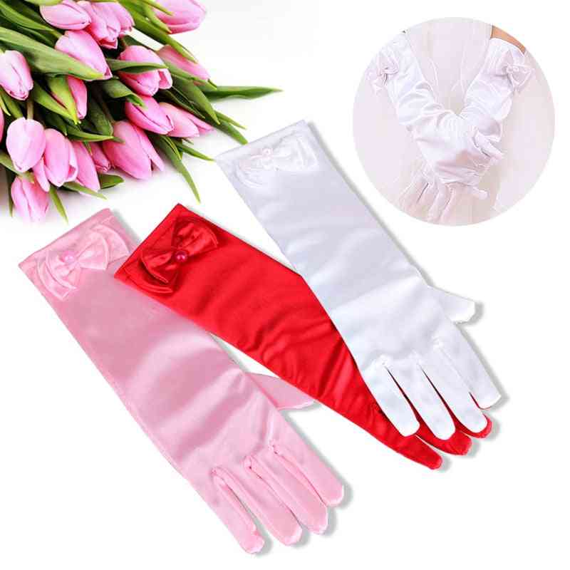 Summer- Sun Protection, Stretch Satin Bowknot, Long Gloves