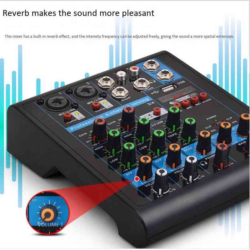Professional 4-channel Small Bluetooth Mixer With Reverb