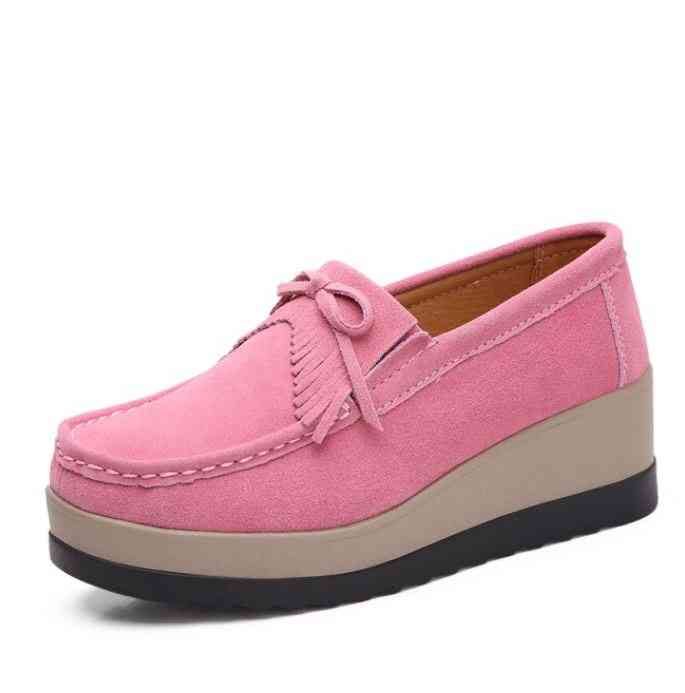 Kvinnor läder mocka äkta läder loafers - rosa