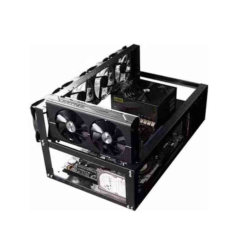 Open Air Miner Mining Frame Rig Case Up To 6 Gpu For Bitcoin Crypto Coin Currency