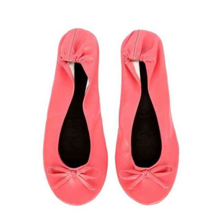 Portable Ballet Flats Travel Fold-up Prom Shoes - Rose