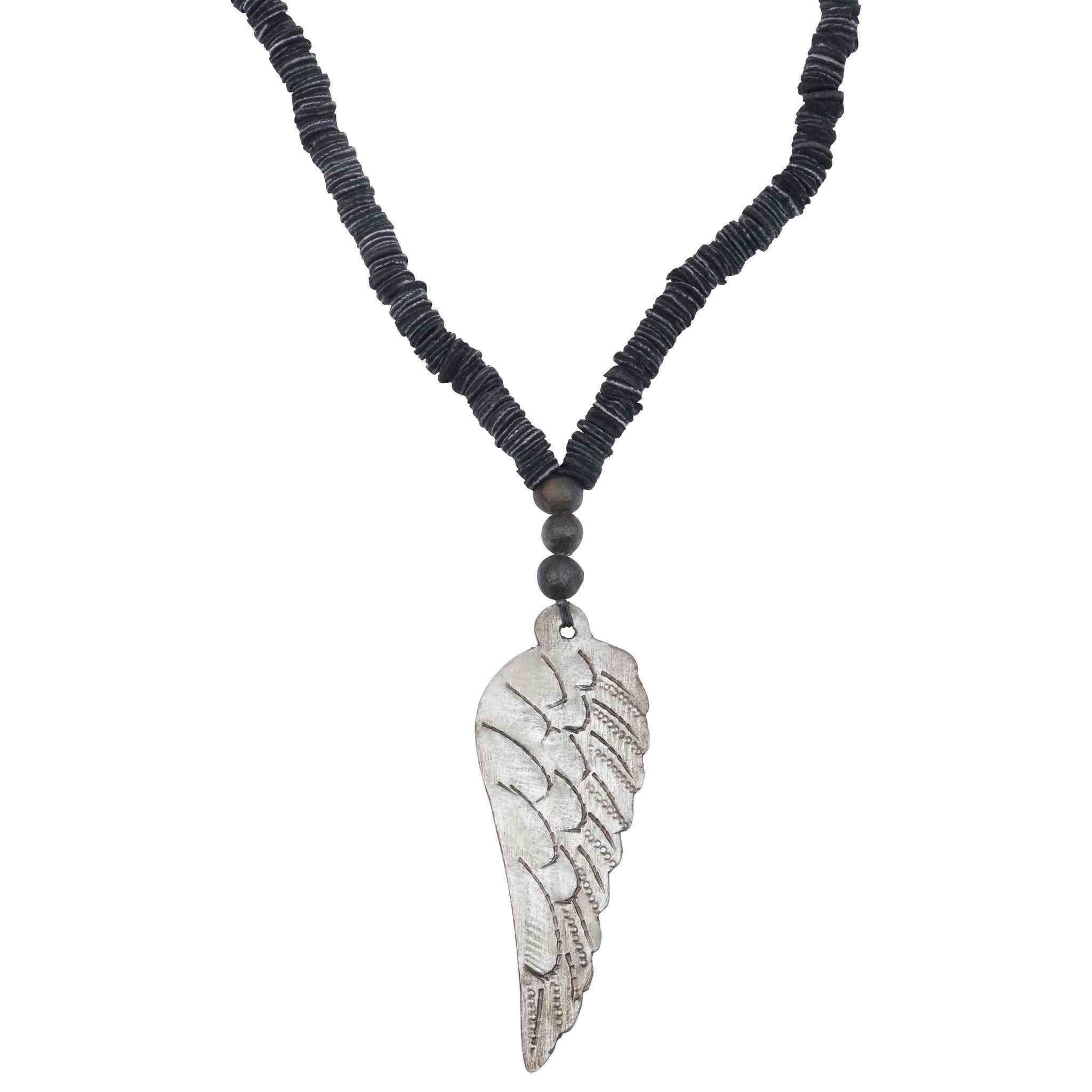 Metal Wing Leather Necklace