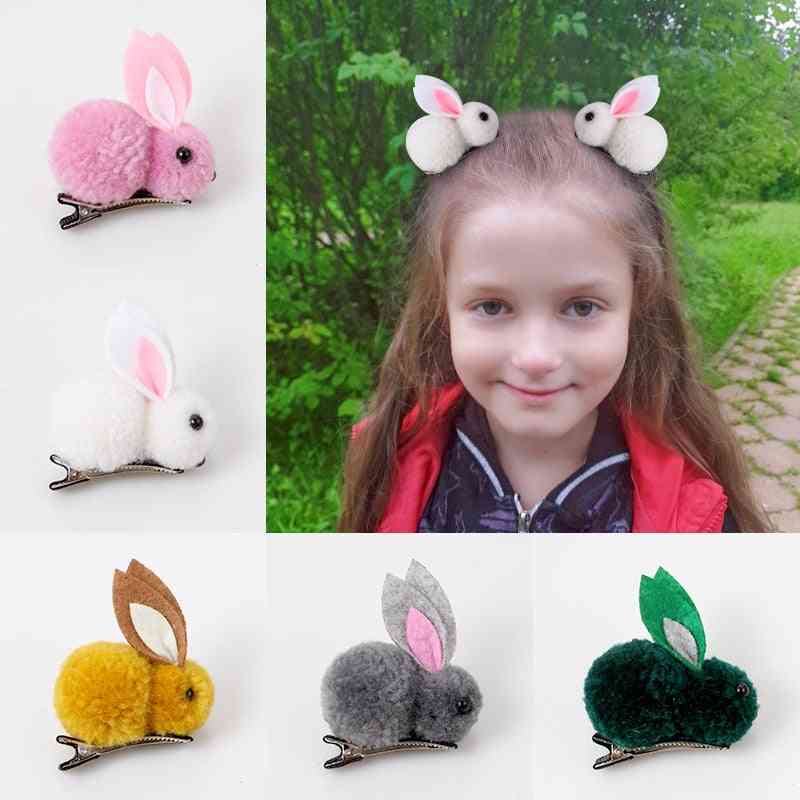 3d- Rabbit Ears, Hair Ball Clip Accessories For