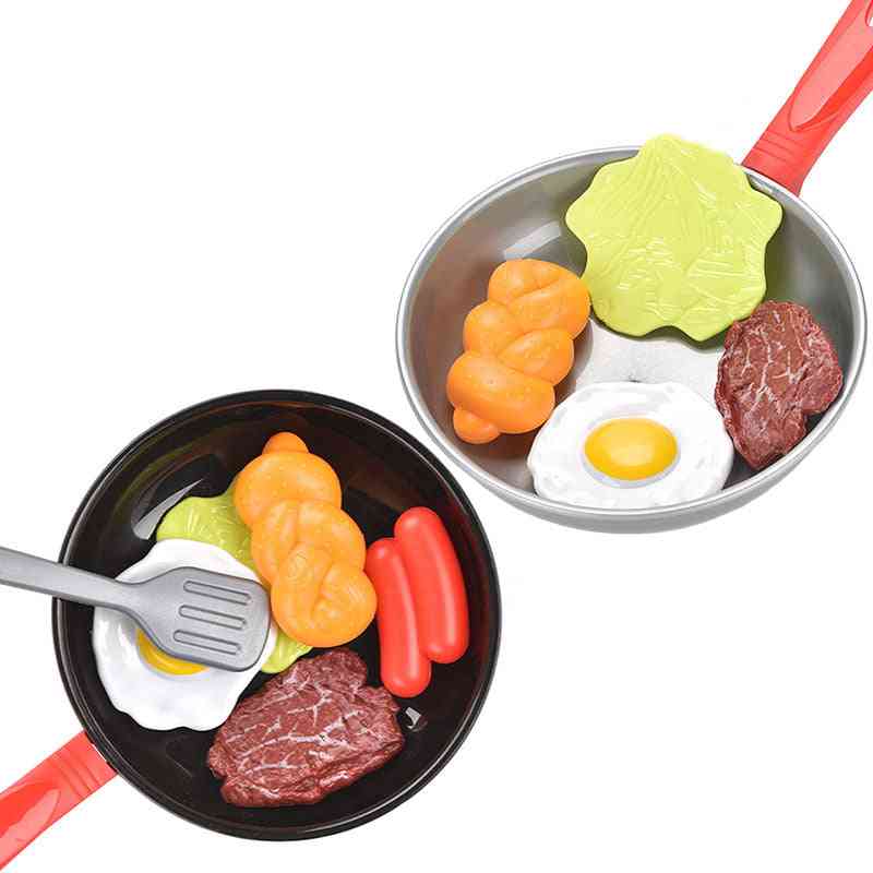Children Pretend Play Kitchen Toy Set Miniature Kitchen Simulation Food Cookware Pot Pan Cooking Play House Toy For Girl Kid