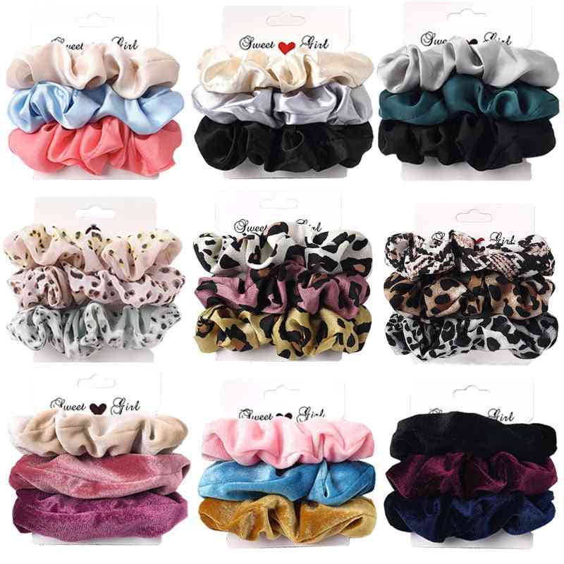 Pure Color Scrunchies Set Elastic Hair Bands
