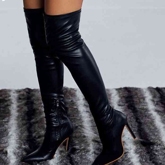 Extreme Thigh High Heels Pointed Toe Zip Over The Knee Boots
