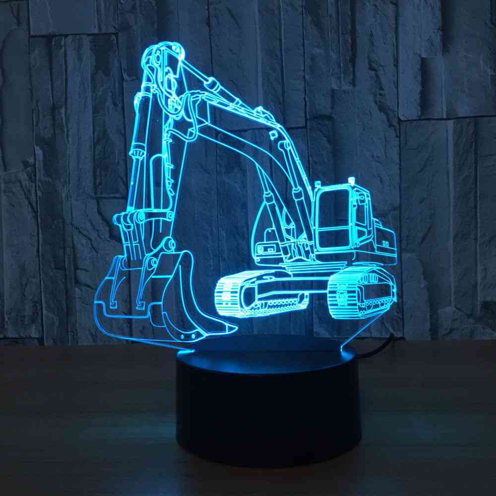 7-color Auto Change- Excavator 3d Night Light, Led Touch, Table Lamp