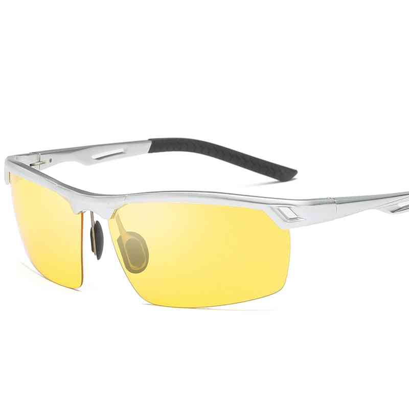 Aluminiumsramme i polariserte gule nattsynsbriller