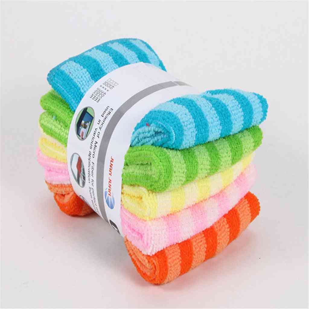 Dish Cloth, Double-sided Striped Absorbent Dish-cleaning Towels