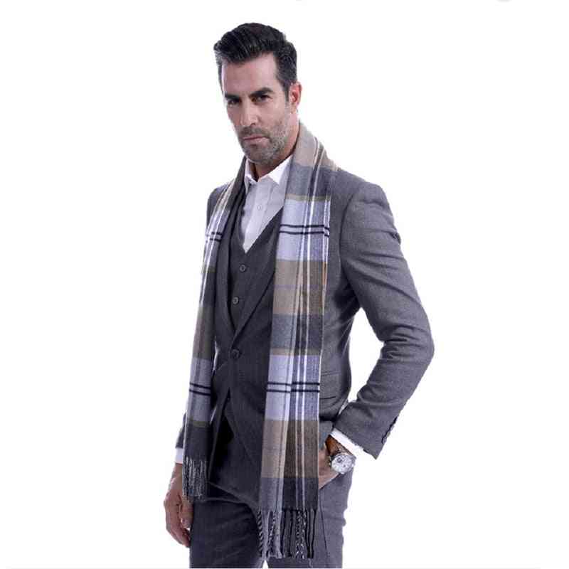 Écharpe longue à carreaux en laine douce écossaise pour hommes
