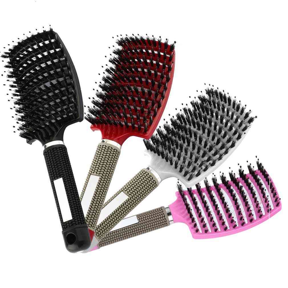 Women Hair Massage, Comb Bristle & Nylon Hairbrush, Wet Curly Detangle For Salon Hairdressing Styling Tools