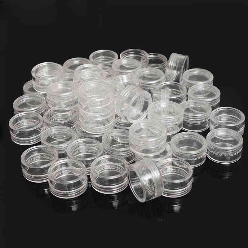 Clear Plastic- Jewelry Bead Storage, Small Round Container Box