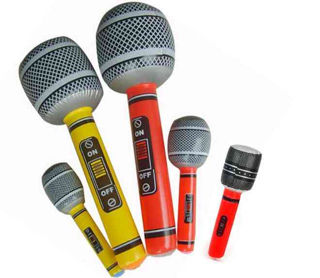 Funny Inflatable Microphone Toy Blow Up Singing Birthday Disco Party Balloon Kids