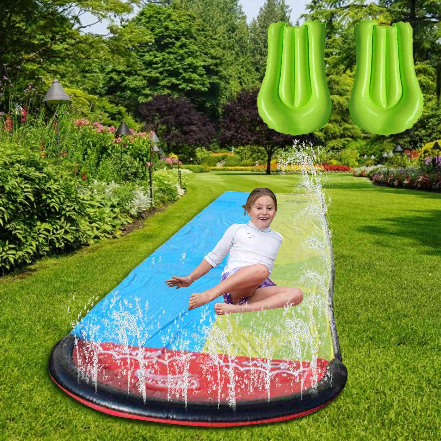 Children Double Surf Water Slide, Outdoor Garden Racing Lawn, Spray Summer, Games Toy