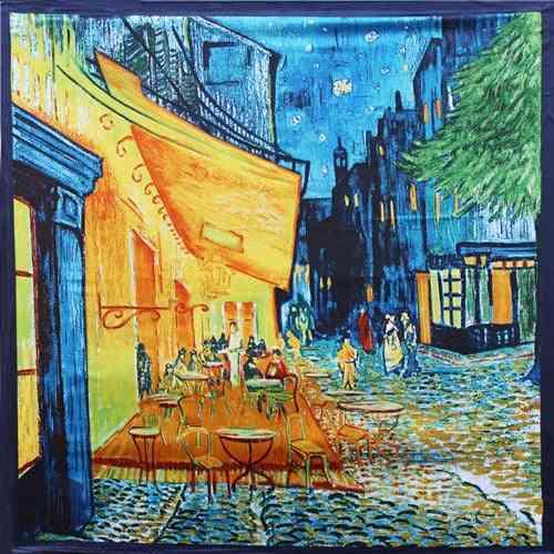 Women Silk Van Gogh Painting Square Scarves
