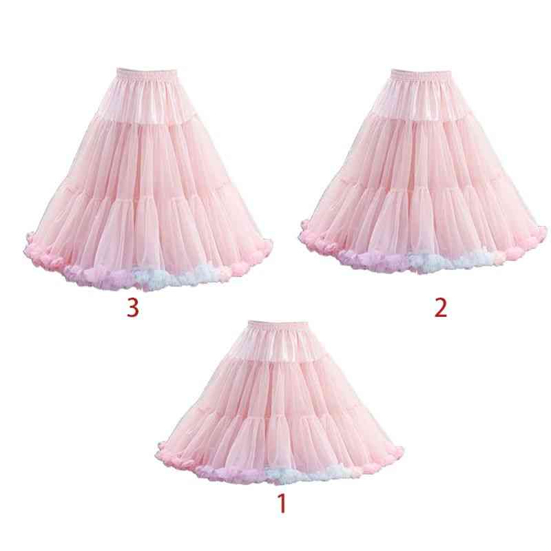 Women's Elastic Waist Puffy Tulle Petticoat, Cloud Short Tutu Skirt