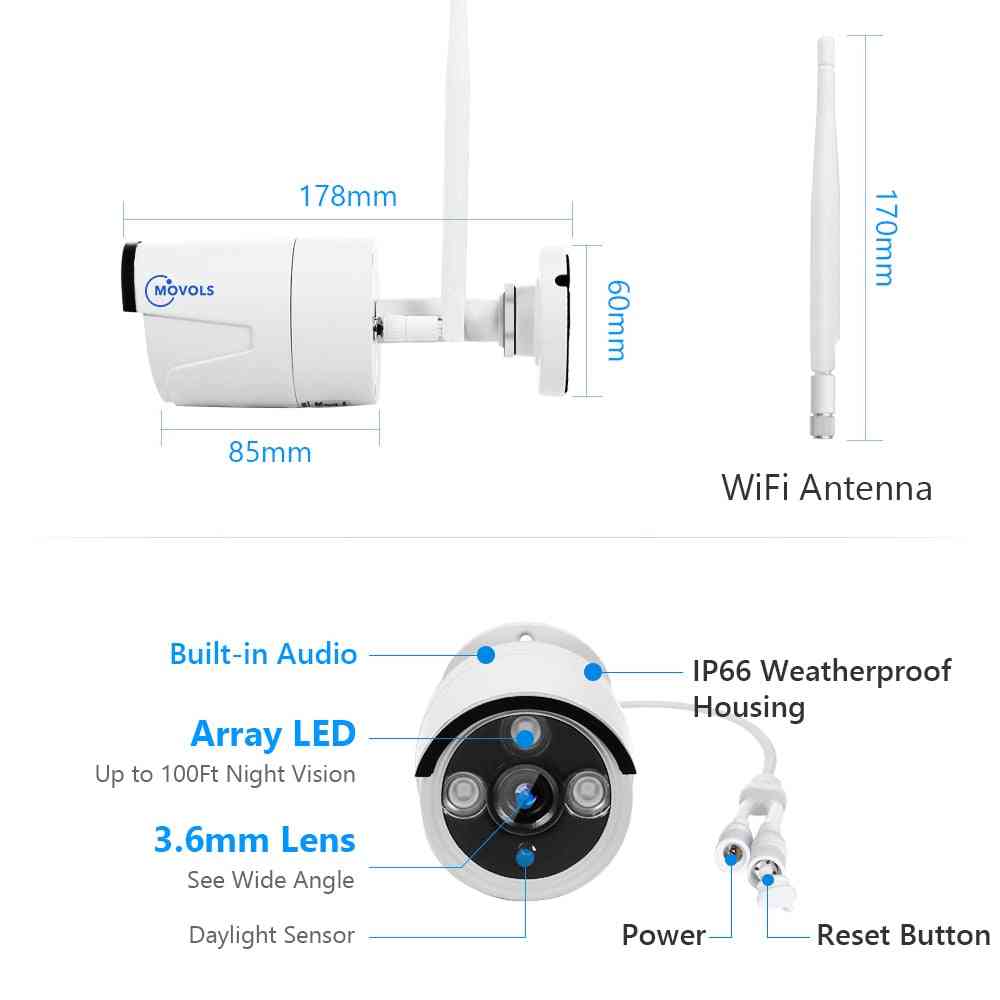Wifi Ip Security Camera Audio Video Surveillance Kit