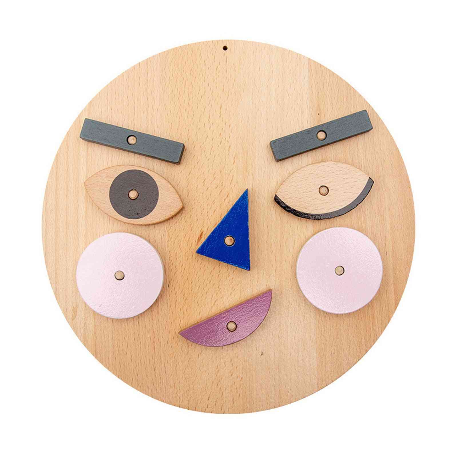 Bambini divertenti puzzle di espressione giocattolo, cambio del viso, blocchi per l'allenamento del pensiero logico, legno, educazione montessori