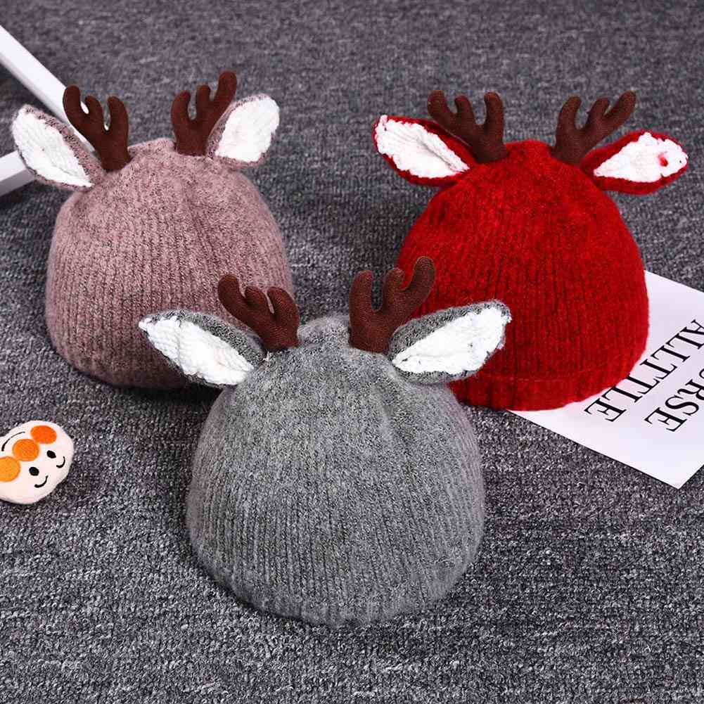 Cute Reindeer Baby Beanie Soft Crochet Knitted Hat For,, Kids