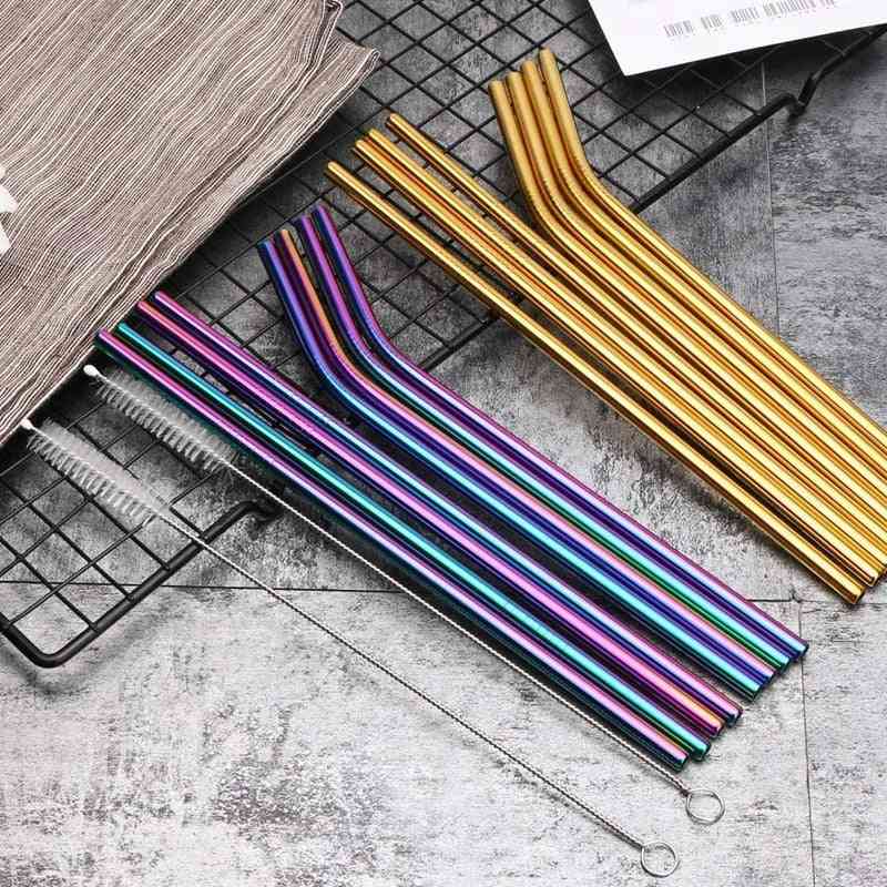 10 Colors Reusable Metal Colorful Drinking Straw