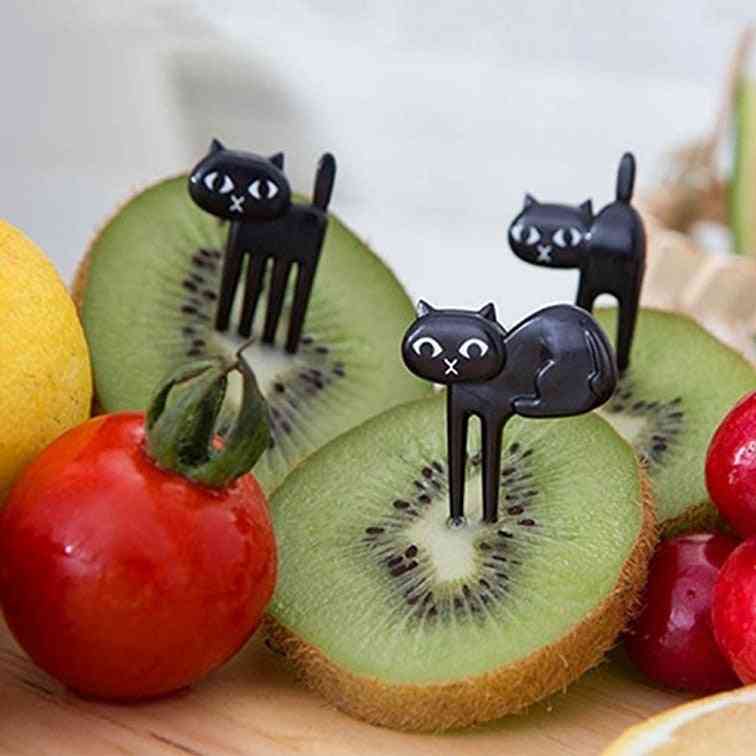 Nyhed plastik tegneserie dyr form mad frugt gaffel pluk sæt