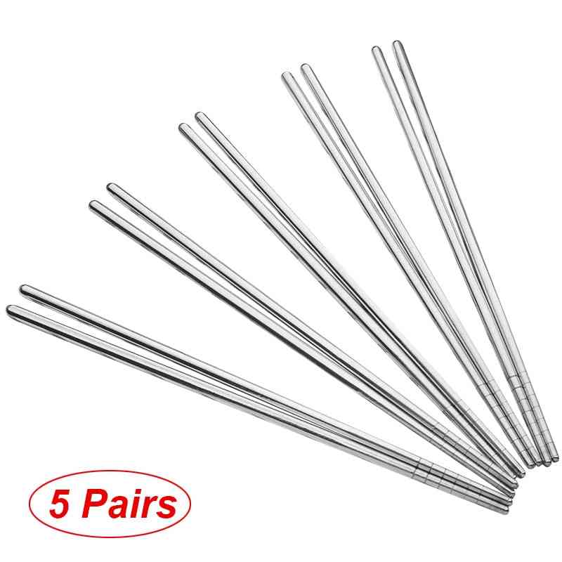 Stainless Steel Metal Non-slip Steel Chopsticks Set